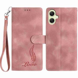 For Samsung Galaxy A06 4G Skin Feel Embossed Feather Leather Phone Case(Pink)