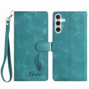 For Samsung Galaxy A15 5G Skin Feel Embossed Feather Leather Phone Case(Green)