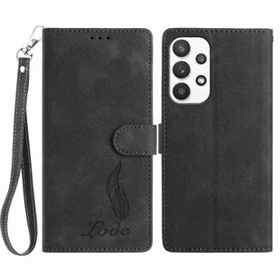 For Samsung Galaxy A23 5G Skin Feel Embossed Feather Leather Phone Case(Black)