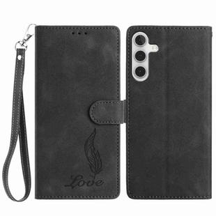 For Samsung Galaxy A34 5G Skin Feel Embossed Feather Leather Phone Case(Black)