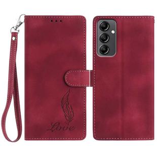 For Samsung Galaxy A14 5G Skin Feel Embossed Feather Leather Phone Case(Red)