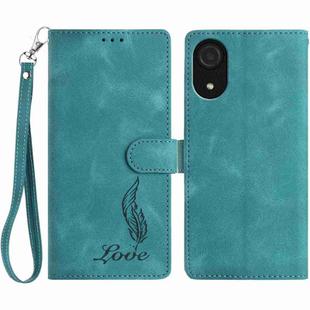 For Samsung Galaxy A03 Core Skin Feel Embossed Feather Leather Phone Case(Green)
