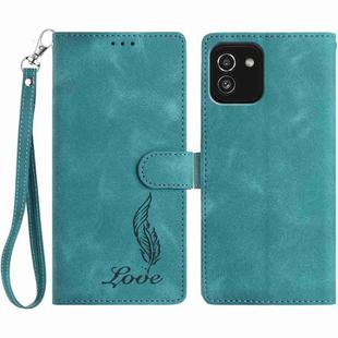 For Samsung Galaxy A03 Skin Feel Embossed Feather Leather Phone Case(Green)