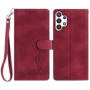 For Samsung Galaxy A13 4G Skin Feel Embossed Feather Leather Phone Case(Red)