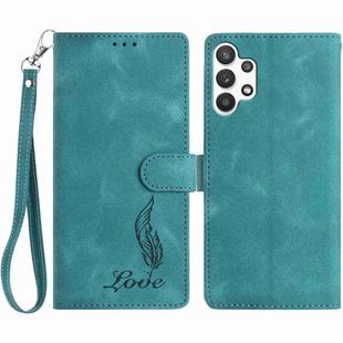 For Samsung Galaxy A32 4G Skin Feel Embossed Feather Leather Phone Case(Green)