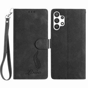 For Samsung Galaxy A32 4G Skin Feel Embossed Feather Leather Phone Case(Black)