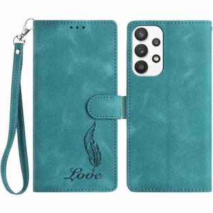 For Samsung Galaxy A72 Skin Feel Embossed Feather Leather Phone Case(Green)