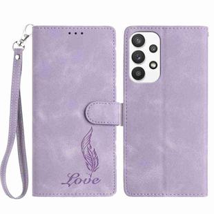 For Samsung Galaxy A53 Skin Feel Embossed Feather Leather Phone Case(Purple)