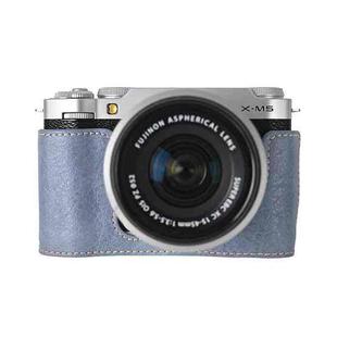 For FUJIFILM X-M5 Litchi Texture PU Leather Camera Half Case Base(Blue)