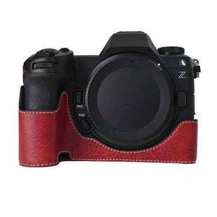 For Nikon Z6III Litchi Texture PU Leather Camera Half Case Base(Wine Red)