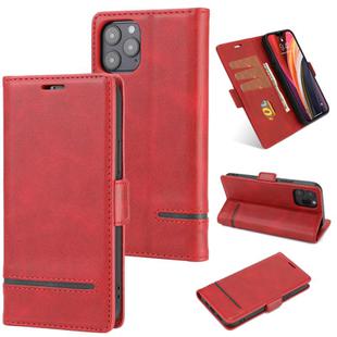 For iPhone 12 mini Business Style Line Splicing Horizontal Flip TPU + PU Leather Case with Card Slots & Holder & Wallet(Red)