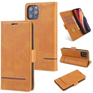 For iPhone 12 mini Business Style Line Splicing Horizontal Flip TPU + PU Leather Case with Card Slots & Holder & Wallet(Brown)