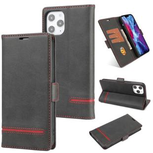 For iPhone 12 Pro Max Business Style Line Splicing Horizontal Flip TPU + PU Leather Case with Card Slots & Holder & Wallet(Black)