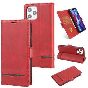 For iPhone 12 Pro Max Business Style Line Splicing Horizontal Flip TPU + PU Leather Case with Card Slots & Holder & Wallet(Red)