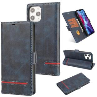 For iPhone 12 Pro Max Business Style Line Splicing Horizontal Flip TPU + PU Leather Case with Card Slots & Holder & Wallet(Blue)