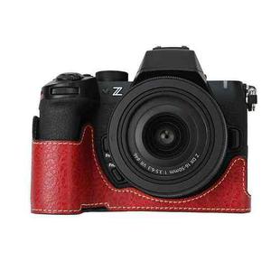 For Nikon Z50II Litchi Texture PU Leather Camera Half Case Base(Wine Red)