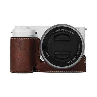 For Sony ZV-E10 Litchi Texture PU Leather Camera Half Case Base(Coffee)