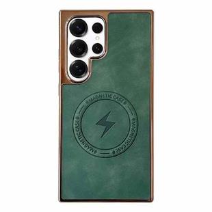 For Samsung Galaxy S25 Ultra 5G Electroplated PC Sheepskin Invisible Magnetic MagSafe Phone Case(Green)
