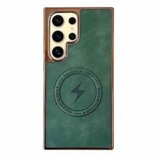 For Samsung Galaxy S24 Ultra 5G Electroplated PC Sheepskin Invisible Magnetic MagSafe Phone Case(Green)