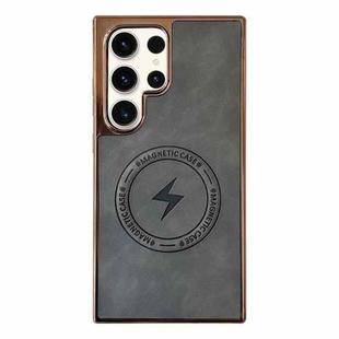 For Samsung Galaxy S23 Ultra 5G Electroplated PC Sheepskin Invisible Magnetic MagSafe Phone Case(Grey)