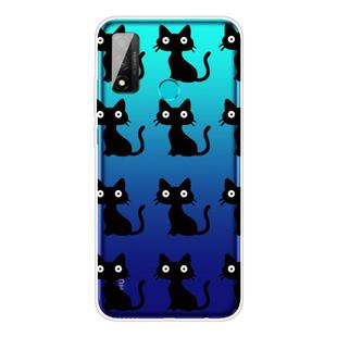 For Huawei P smart 2020 Coloured Drawing Pattern Highly Transparent TPU Protective Case(Black Cat)