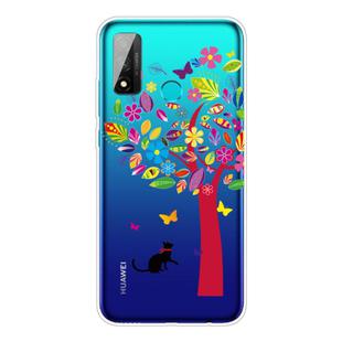 For Huawei P smart 2020 Coloured Drawing Pattern Highly Transparent TPU Protective Case(Tree Cat)