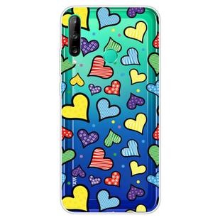 For Huawei P40 Lite E Coloured Drawing Pattern Highly Transparent TPU Protective Case(Love)