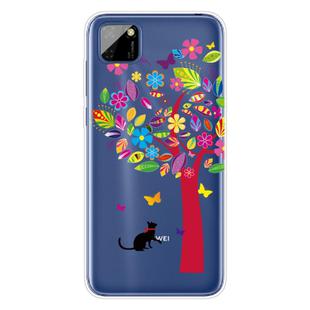 For Huawei Y5p (2020) Coloured Drawing Pattern Highly Transparent TPU Protective Case(Tree Cat)