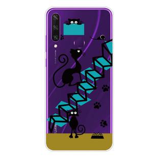 For Huawei Y6p (2020) Coloured Drawing Pattern Highly Transparent TPU Protective Case(Stair Cat)