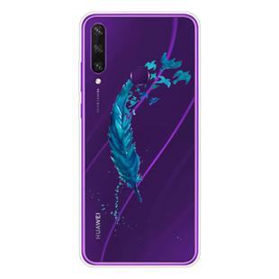 For Huawei Y6p (2020) Coloured Drawing Pattern Highly Transparent TPU Protective Case(Feather)