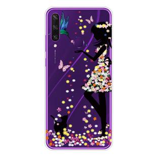 For Huawei Y6p (2020) Coloured Drawing Pattern Highly Transparent TPU Protective Case(Girl)