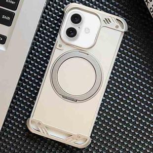 For iPhone 16 Frameless Aromatherapy MagSafe Holder Phone Case(Titanium)