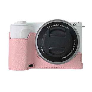 For Sony Alpha ZV-E10 II / ZV-E10M2 Litchi Texture PU Leather Camera Half Case Base(Pink)