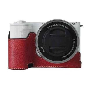For Sony Alpha ZV-E10 II / ZV-E10M2 Litchi Texture PU Leather Camera Half Case Base(Wine Red)
