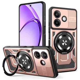For OPPO A5 Pro Armor Rotating Holder MagSafe Phone Case(Rose Gold)