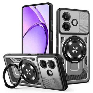 For OPPO A5 Pro Armor Rotating Holder MagSafe Phone Case(Grey)