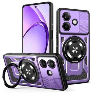 For OPPO A5 Pro Armor Rotating Holder MagSafe Phone Case(Purple)