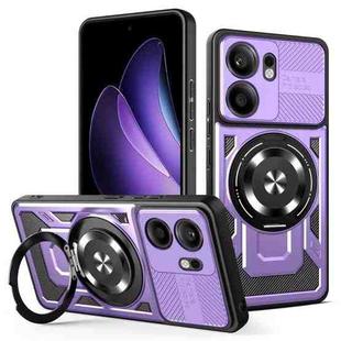 For OPPO Reno13 F 5G Armor Rotating Holder MagSafe Phone Case(Purple)