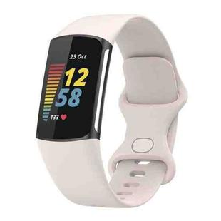 For Fitbit Charge 6 / 5 xDfind Silicone Watch Band, Size:S(Moon White)