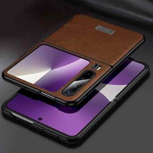 For Huawei Pura X SULADA Shockproof TPU Hybrid Handmade Leather Phone Case(Brown)