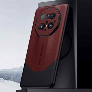 For Huawei Mate 70 Pro / Mate 70 Pro+ SULADA Splicing Plain Leather PC Shockproof Phone Case(Red)