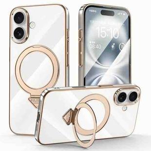 For iPhone 16 SULADA Electroplated Transparent MagSafe Holder Phone Case(Gold)