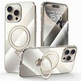 For iPhone 15 Pro SULADA Electroplated Transparent MagSafe Holder Phone Case(Grey)