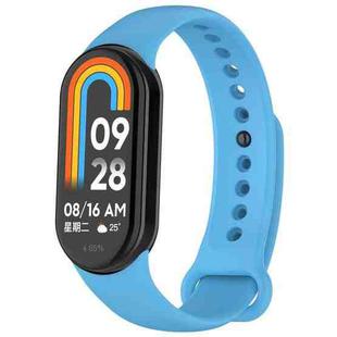 For Xiaomi Smart Band 9 / 9 NFC / 8 / 8 NFC xDfind Metal Buckle Solid Color Silicone Watch Band(Sky Blue)