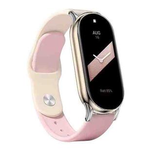 For Xiaomi Smart Band 10 / 9 / 8 xDfind Metal Buckle Solid Color Silicone Watch Band(Retro White Pink)