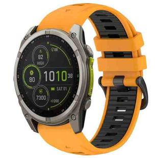 For Garmin 20mm xDfind Dual Color Quick Release Steel Buckle Silicone Watch Band(Orange+Black)