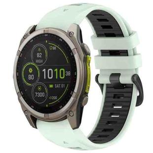 For Garmin 22mm xDfind Dual Color Quick Release Steel Buckle Silicone Watch Band(Mint Green+Black)