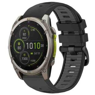 For Garmin 22mm xDfind Dual Color Quick Release Steel Buckle Silicone Watch Band(Black+Grey)