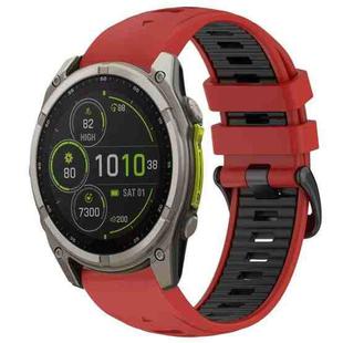 For Garmin 22mm xDfind Dual Color Quick Release Steel Buckle Silicone Watch Band(Red+Black)