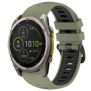 For Garmin 26mm xDfind Dual Color Quick Release Steel Buckle Silicone Watch Band(Military Green+Black)